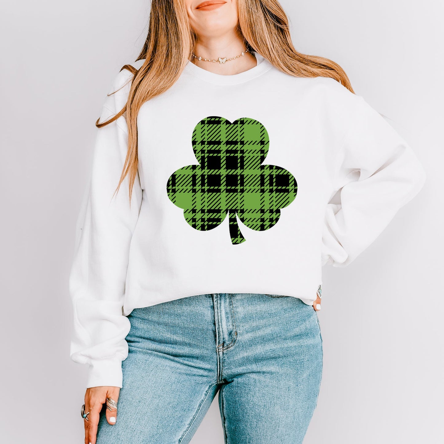 Buffalo Plaid Clover | Sweatshirt