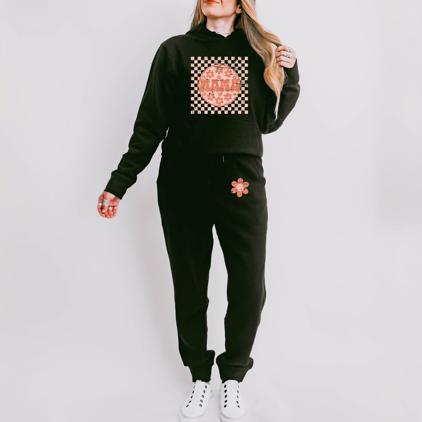 Checkered Mama Flowers | Hoodie Set