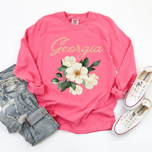 Georgia Flower Colorful | Garment Dyed Long Sleeve