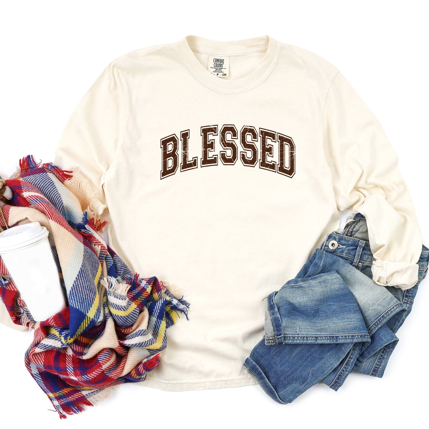 Blessed Varsity | Garment Dyed Long Sleeve