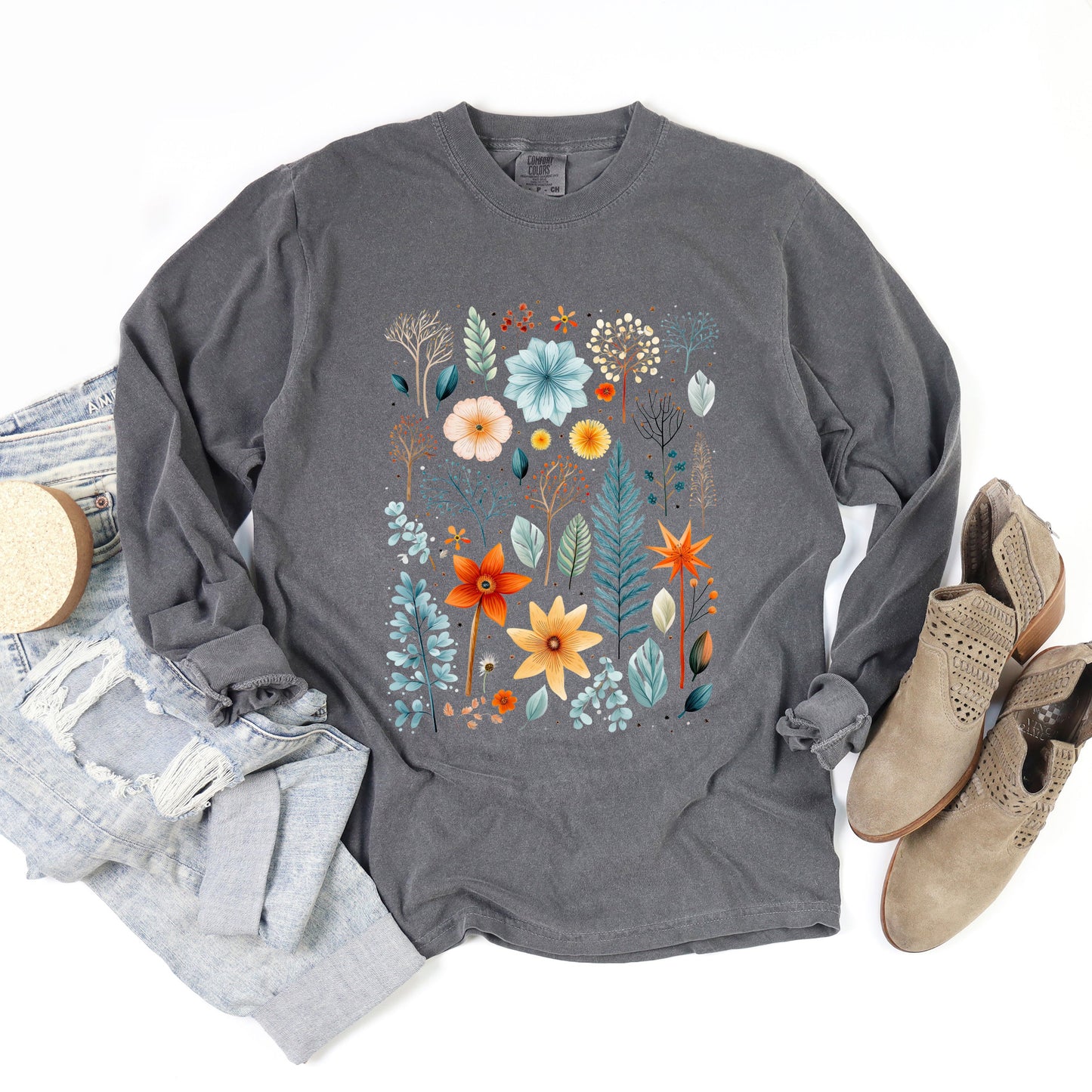 Winter Floral | Garment Dyed Long Sleeve