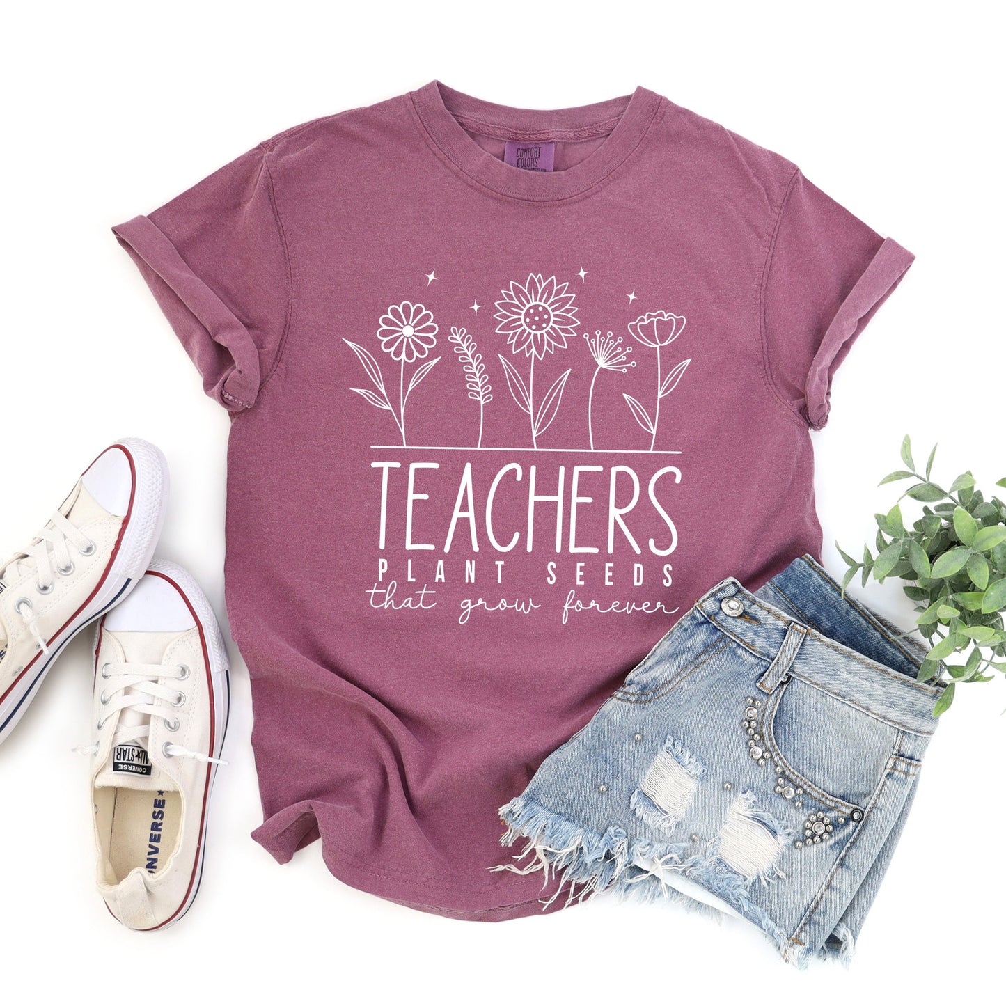 Teachers Plant Seeds That Grow Forever | Garment Dyed Short Sleeve Tee