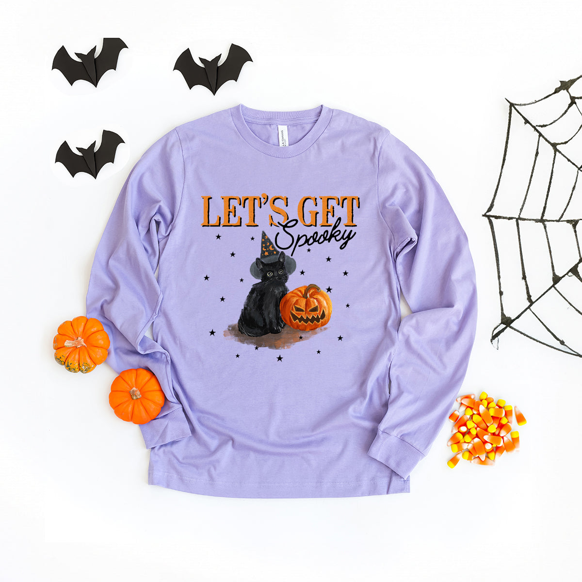 Let's Get Spooky Cat | Long Sleeve Crew Neck