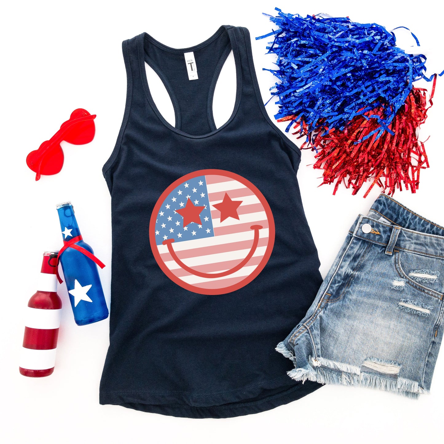 Flag Smiley Face | Racerback Tank