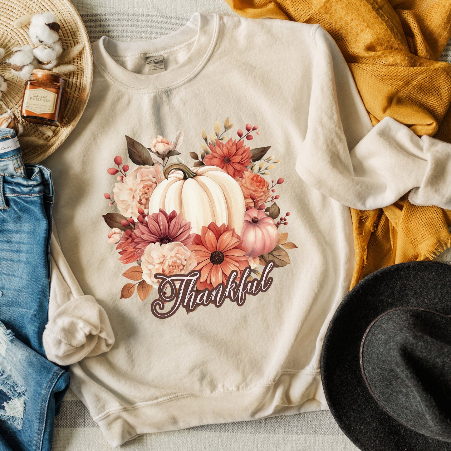 Thankful Pumpkin Floral | Sweatshirt