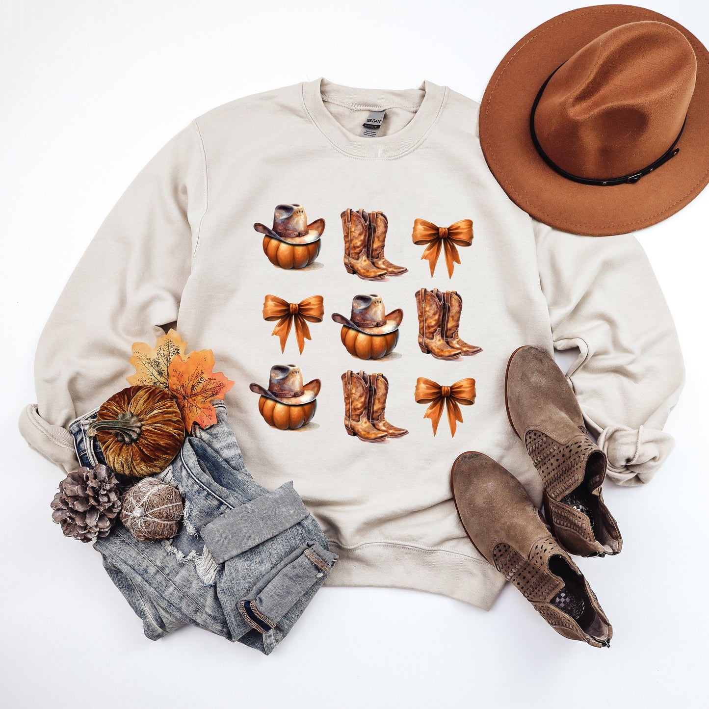 Coquette Pumpkin And Cowboy Boots | Sweatshirt