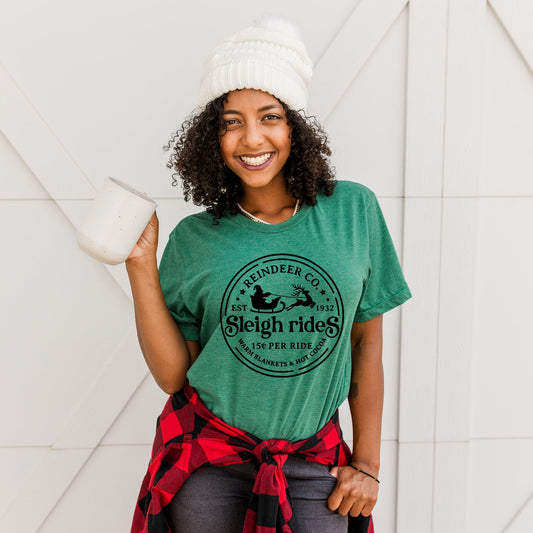 Reindeer Co. Sleigh Rides | Short Sleeve Crew Neck