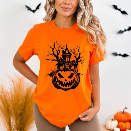 Haunted House Pumpkin | Short Sleeve Crew Neck