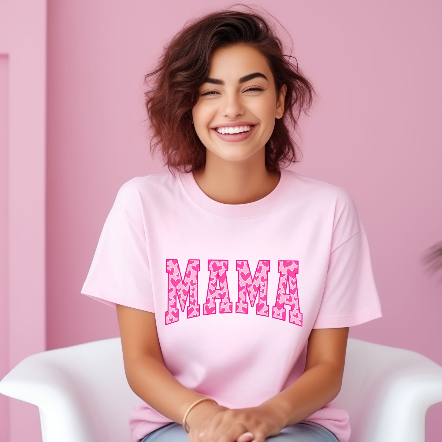 Mama Pink Hearts | Short Sleeve Graphic Tee