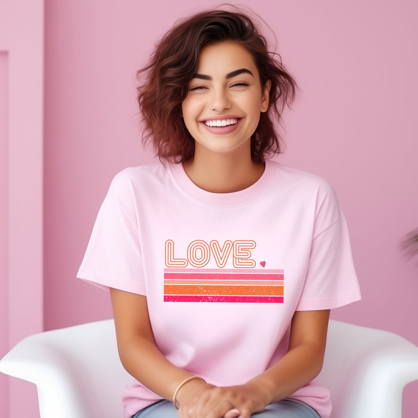 Retro Love Stripes | Short Sleeve Graphic Tee