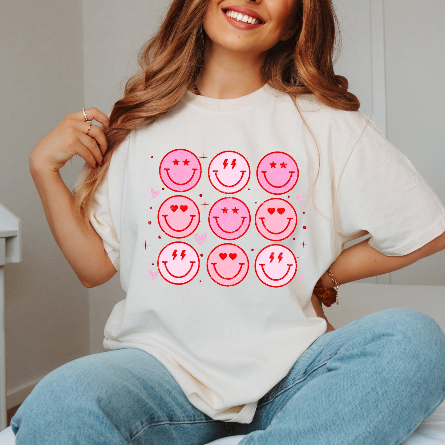 Valentine Smiley Face Chart | Garment Dyed Tee