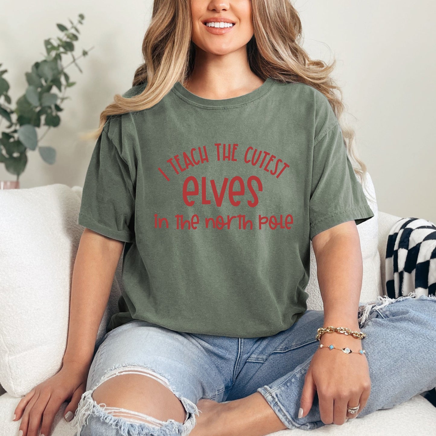 I Teach The Cutest Elves In The North Pole  | Garment Dyed Tee