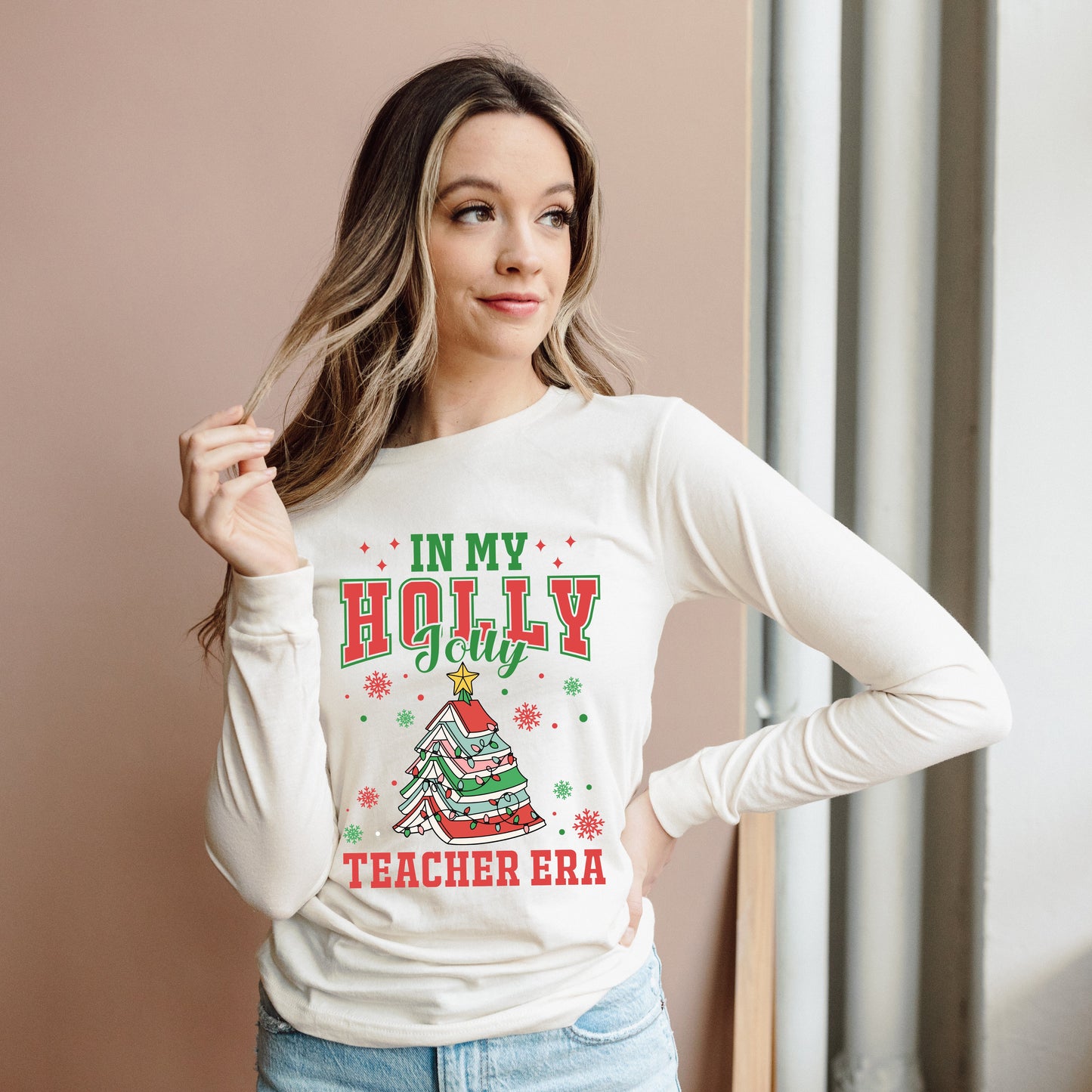 Holly Jolly Teacher Era | Long Sleeve Graphic Tee