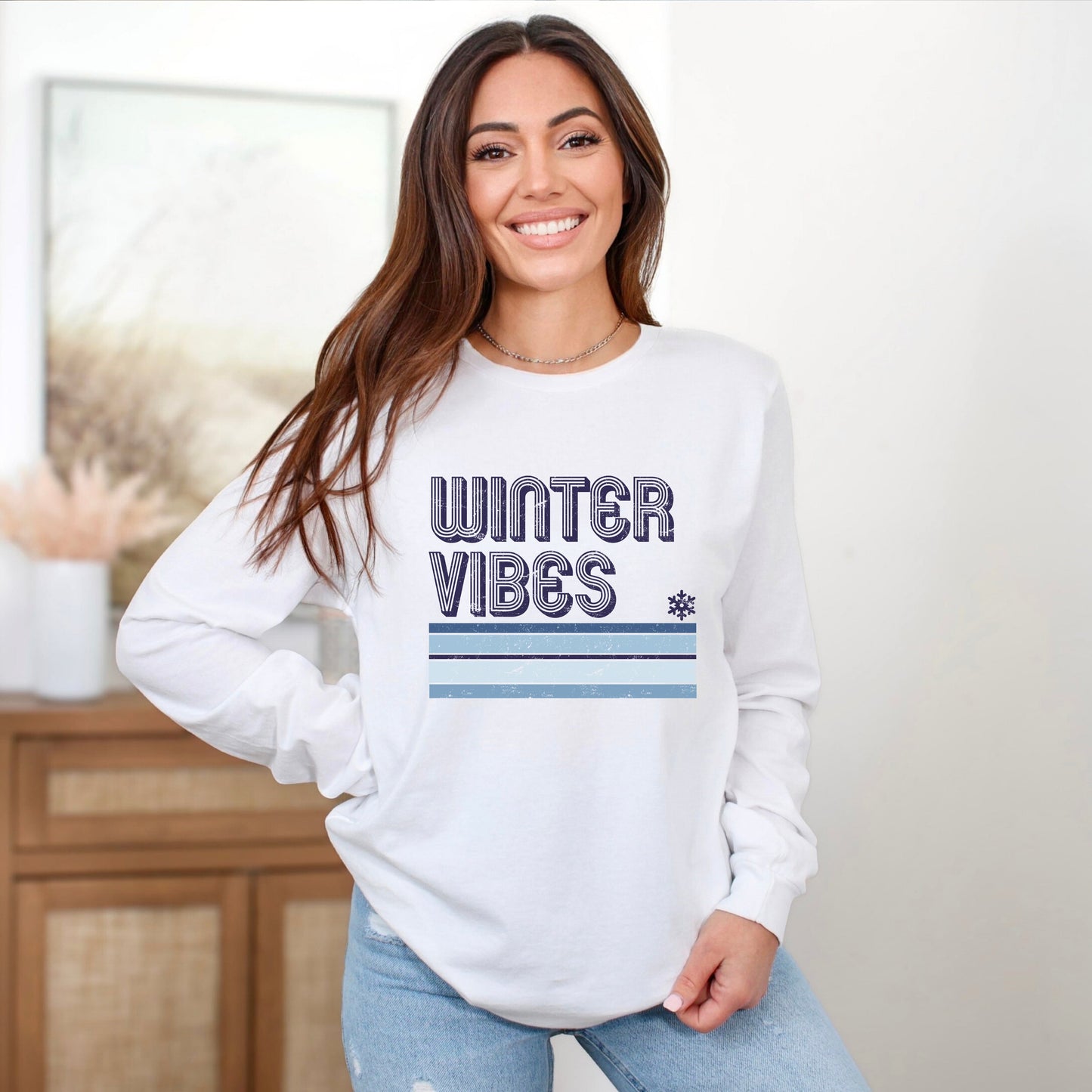 Winter Vibes Stripes | Long Sleeve Crew Neck