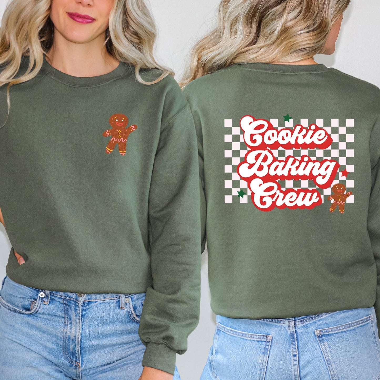 Cookie Baking Crew Checkered | Front & Back Sweatshirt