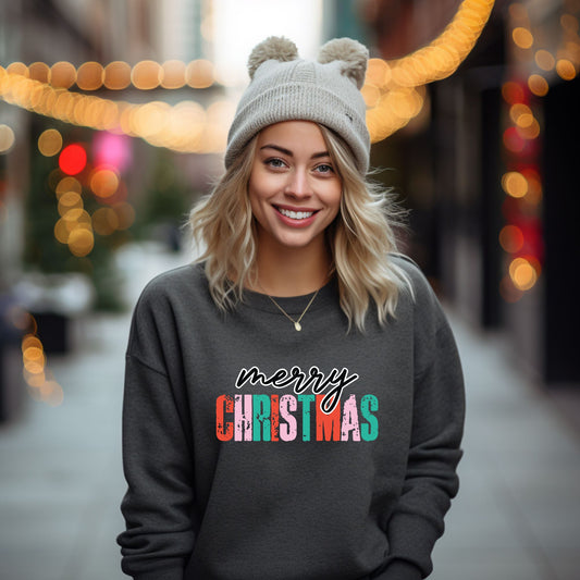 Merry Christmas Distressed | Sweatshirt