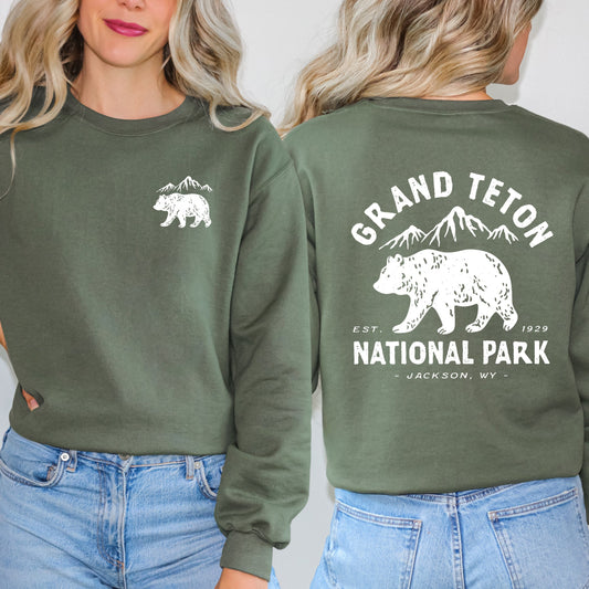 Vintage Grand Teton National Park | Front and Back Sweatshirt