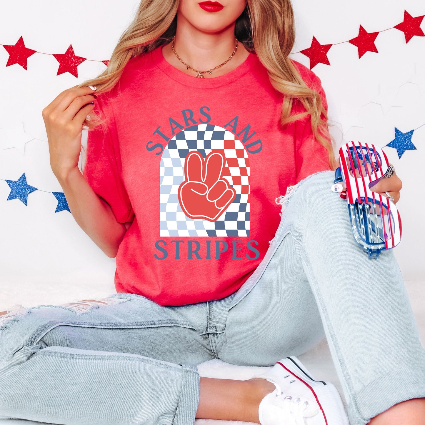 Stars And Stripes Peace | Short Sleeve Graphic Tee