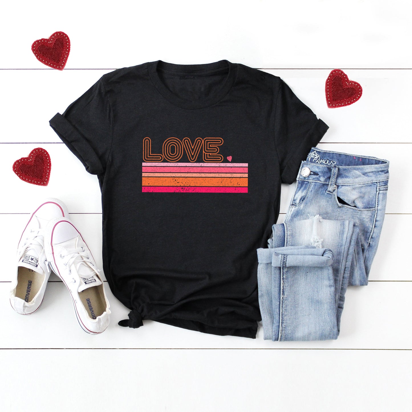 Retro Love Stripes | Short Sleeve Graphic Tee