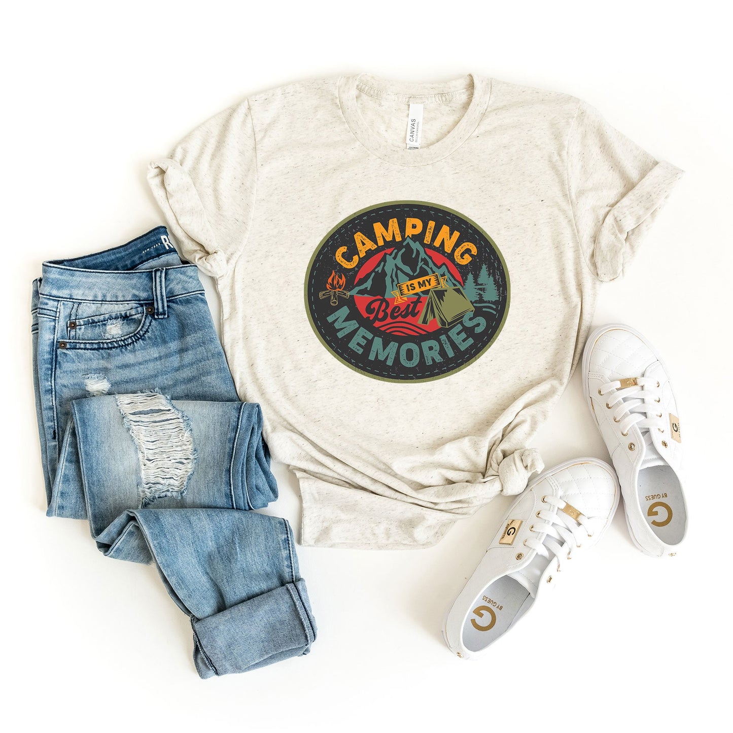 Camping Is My Best Memories Badge | Short Sleeve Graphic Tee