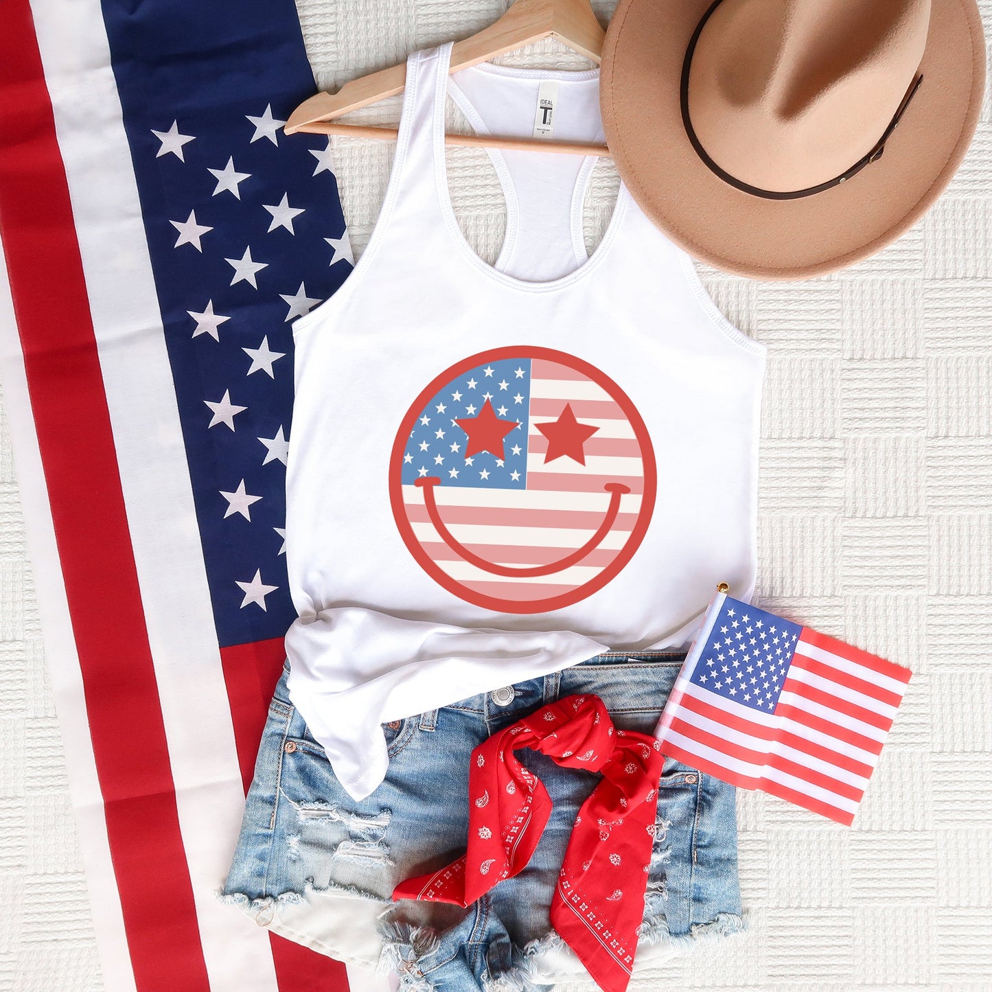 Flag Smiley Face | Racerback Tank