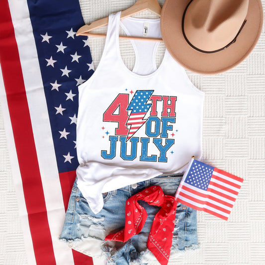 4th Of July Lightning Bolt | Racerback Tank