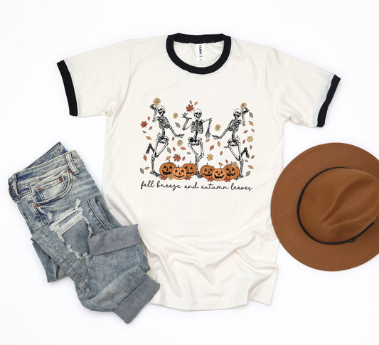 Fall Breeze Skeletons | Ringer Tee