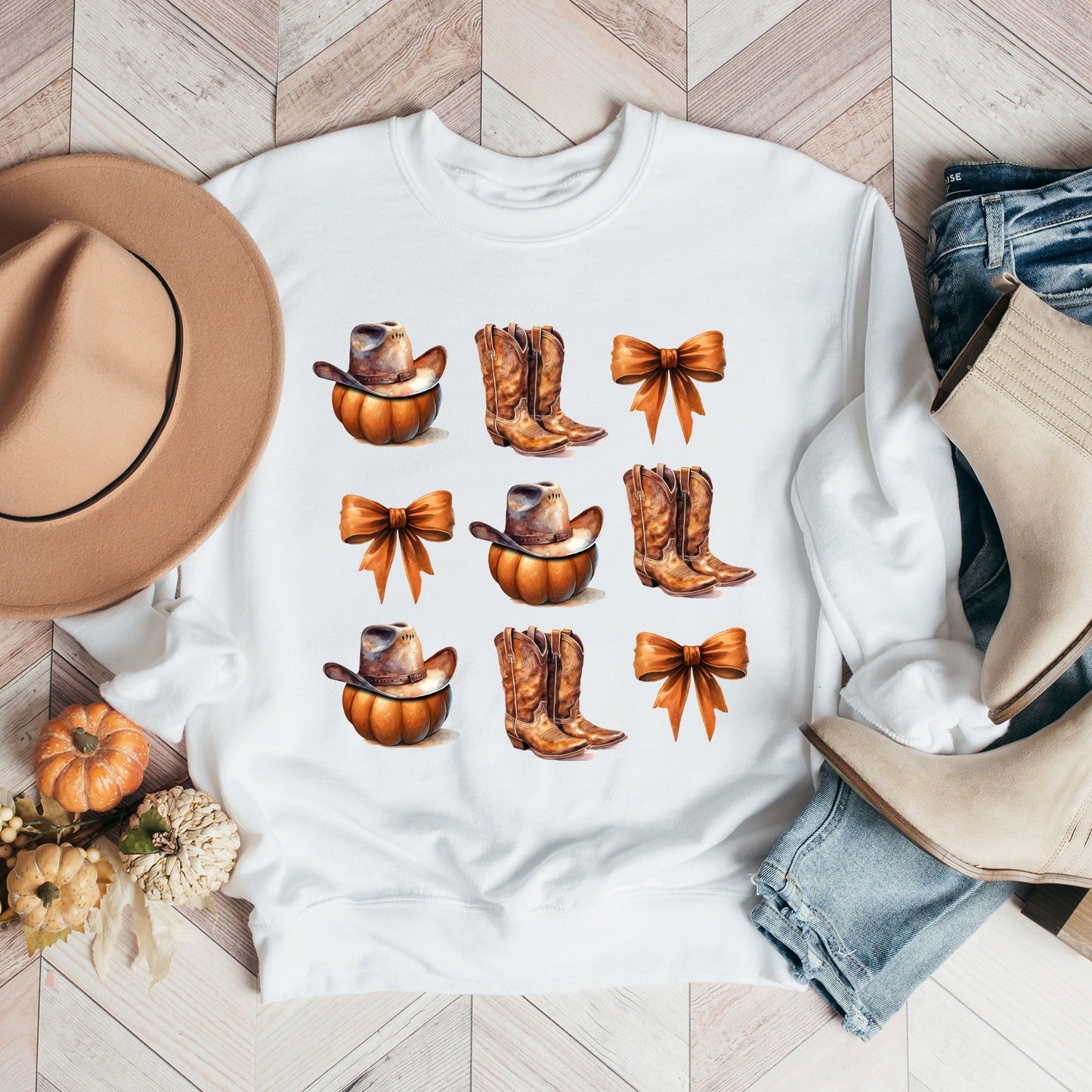 Coquette Pumpkin And Cowboy Boots | Sweatshirt