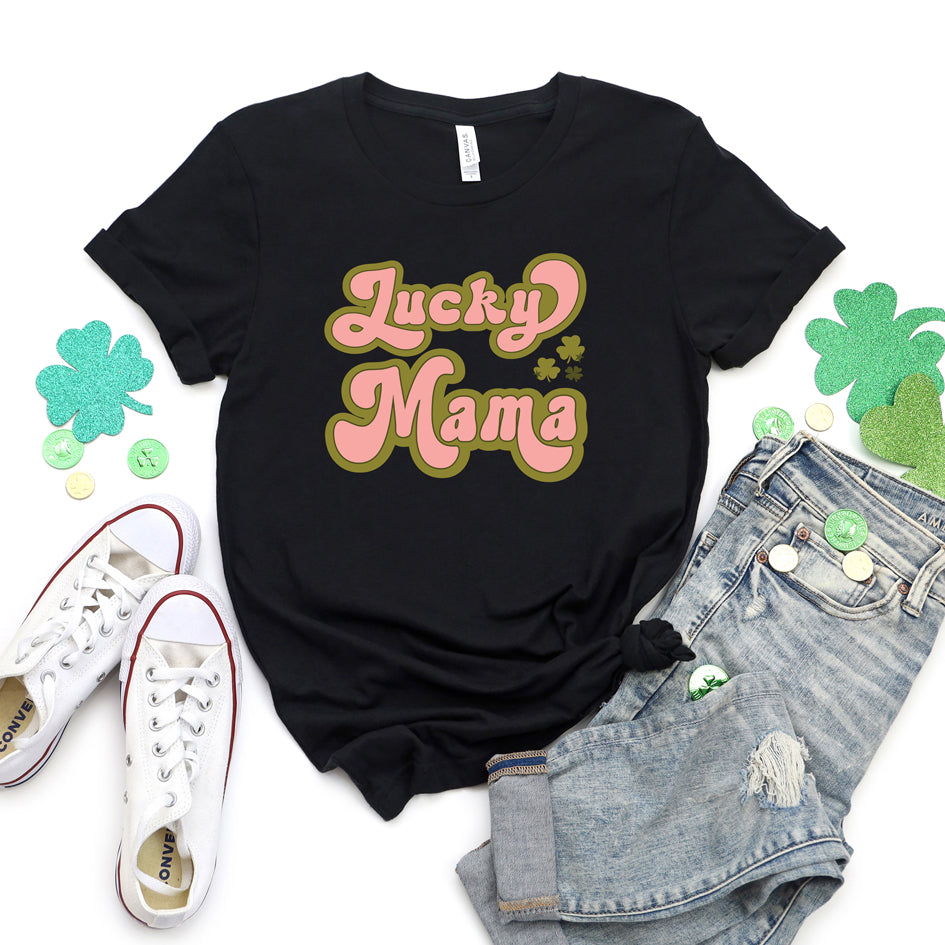 Lucky Mama Retro Clovers | Short Sleeve Graphic Tee