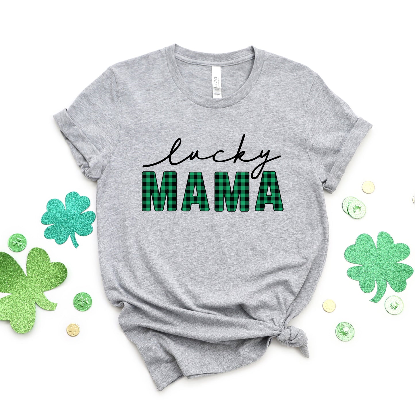 Lucky Mama Buffalo Plaid | Short Sleeve Graphic Tee