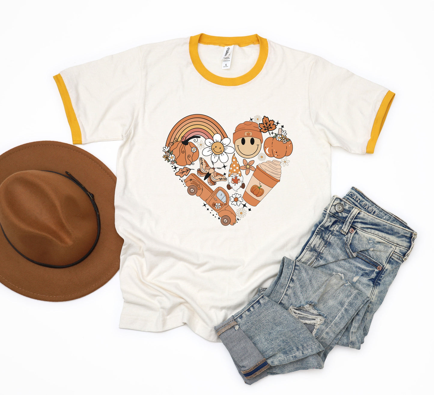 Fall Collage Heart | Ringer Tee