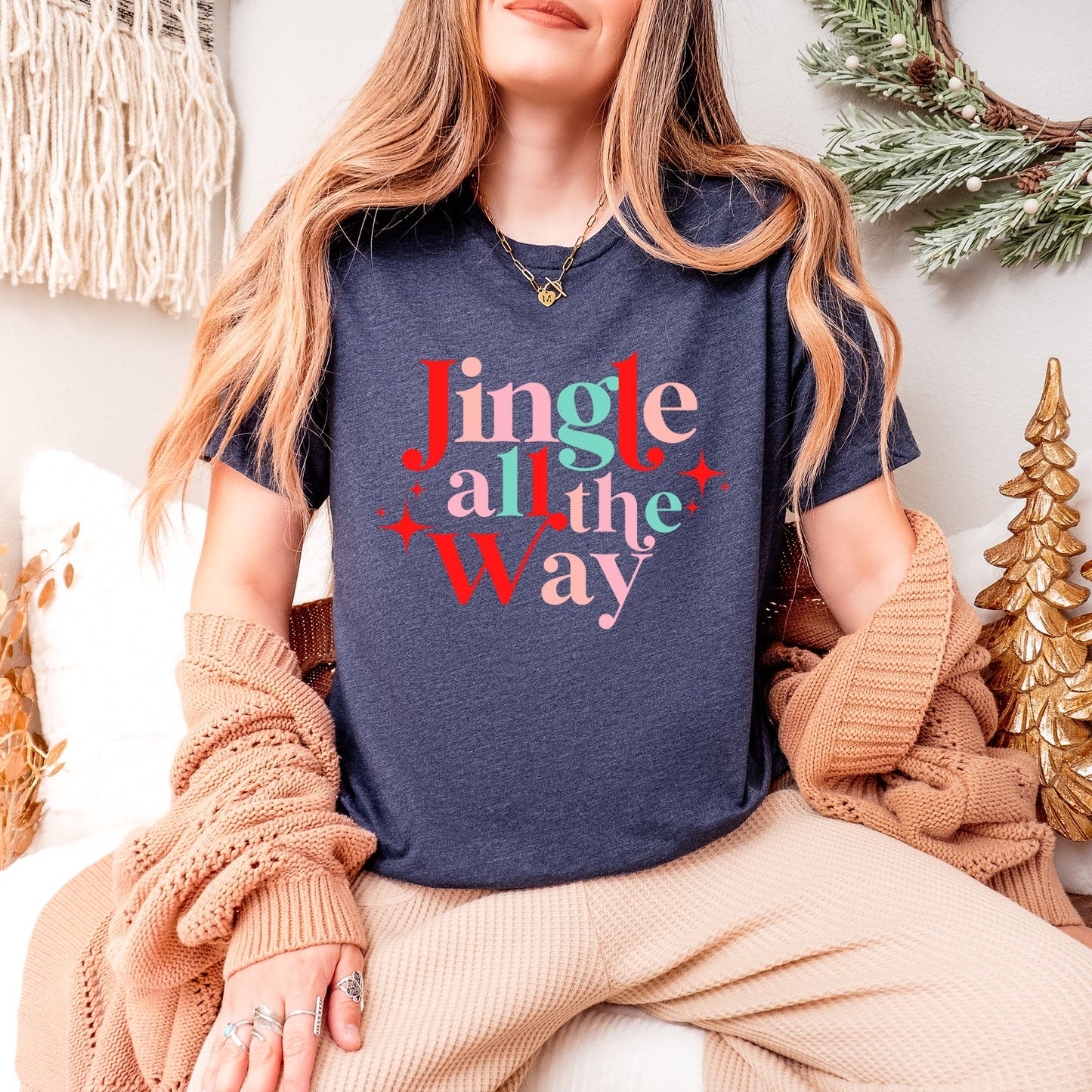 Jingle All The Way Colorful Stars | Short Sleeve Graphic Tee