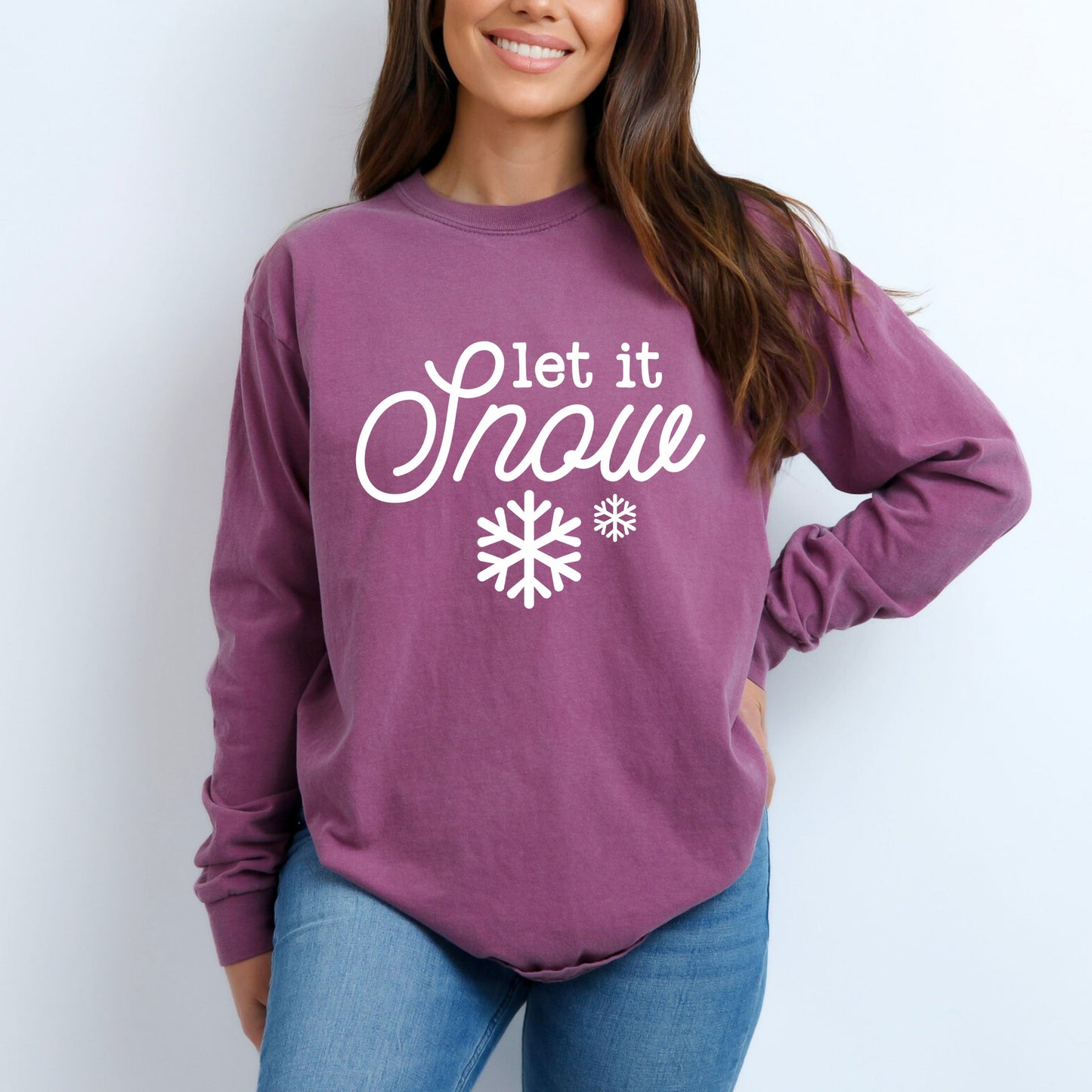 Let It Snow Snowflake | Garment Dyed Long Sleeve