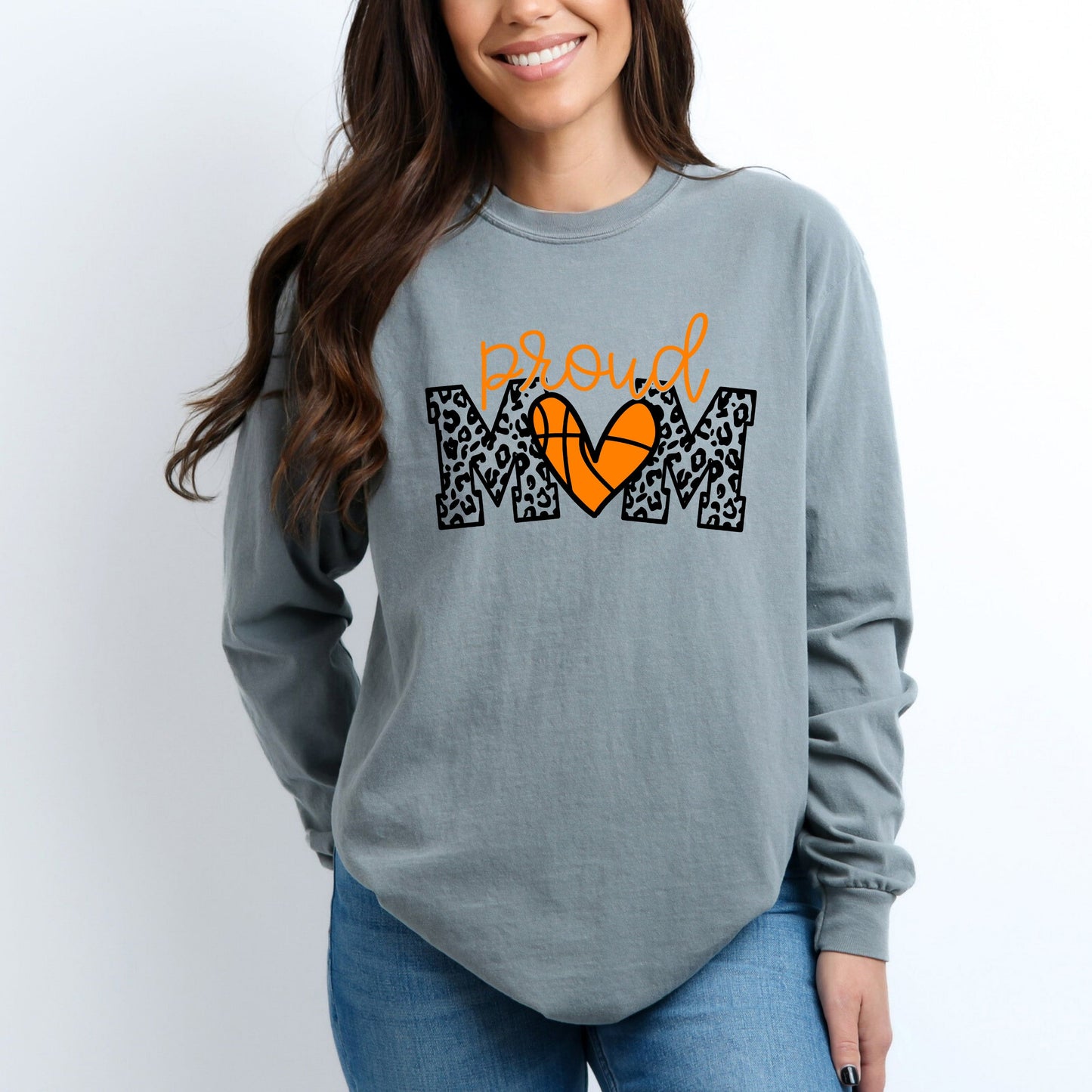 Proud Mom Basketball (Colorful) | Garment Dyed Long Sleeve