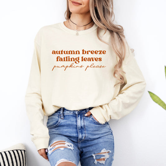 Autumn Breeze Falling Leaves | Garment Dyed Long Sleeve