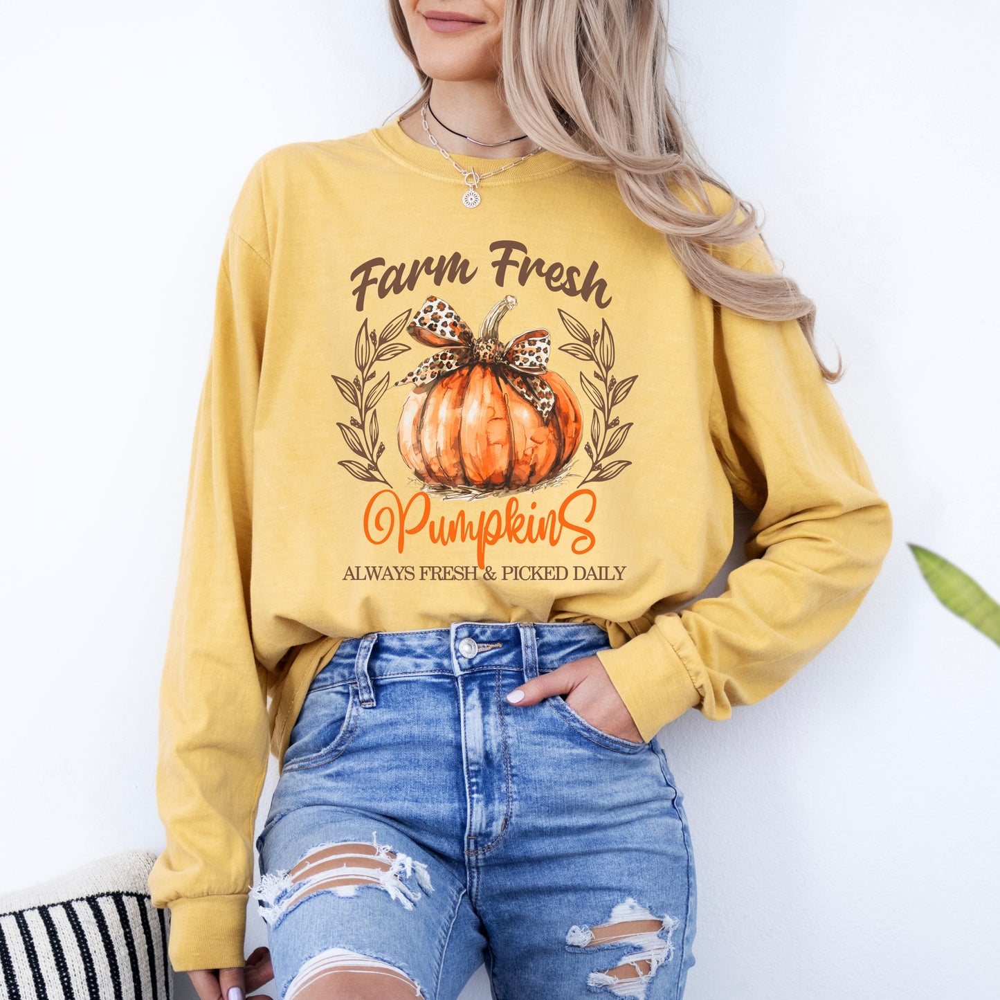 Coquette Farm Fresh Pumpkin | Garment Dyed Long Sleeve