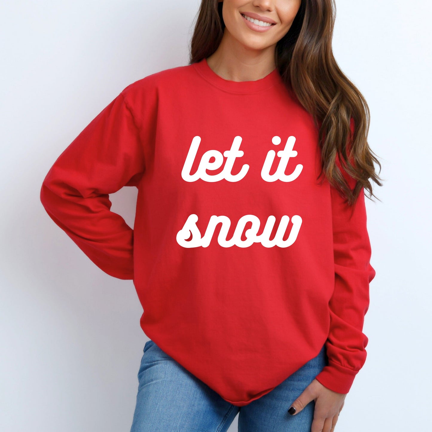 Let It Snow Bold Cursive | Garment Dyed Long Sleeve