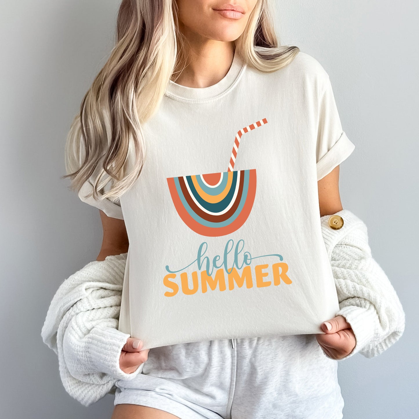 Boho Hello Summer Drink | Garment Dyed Short Sleeve Tee