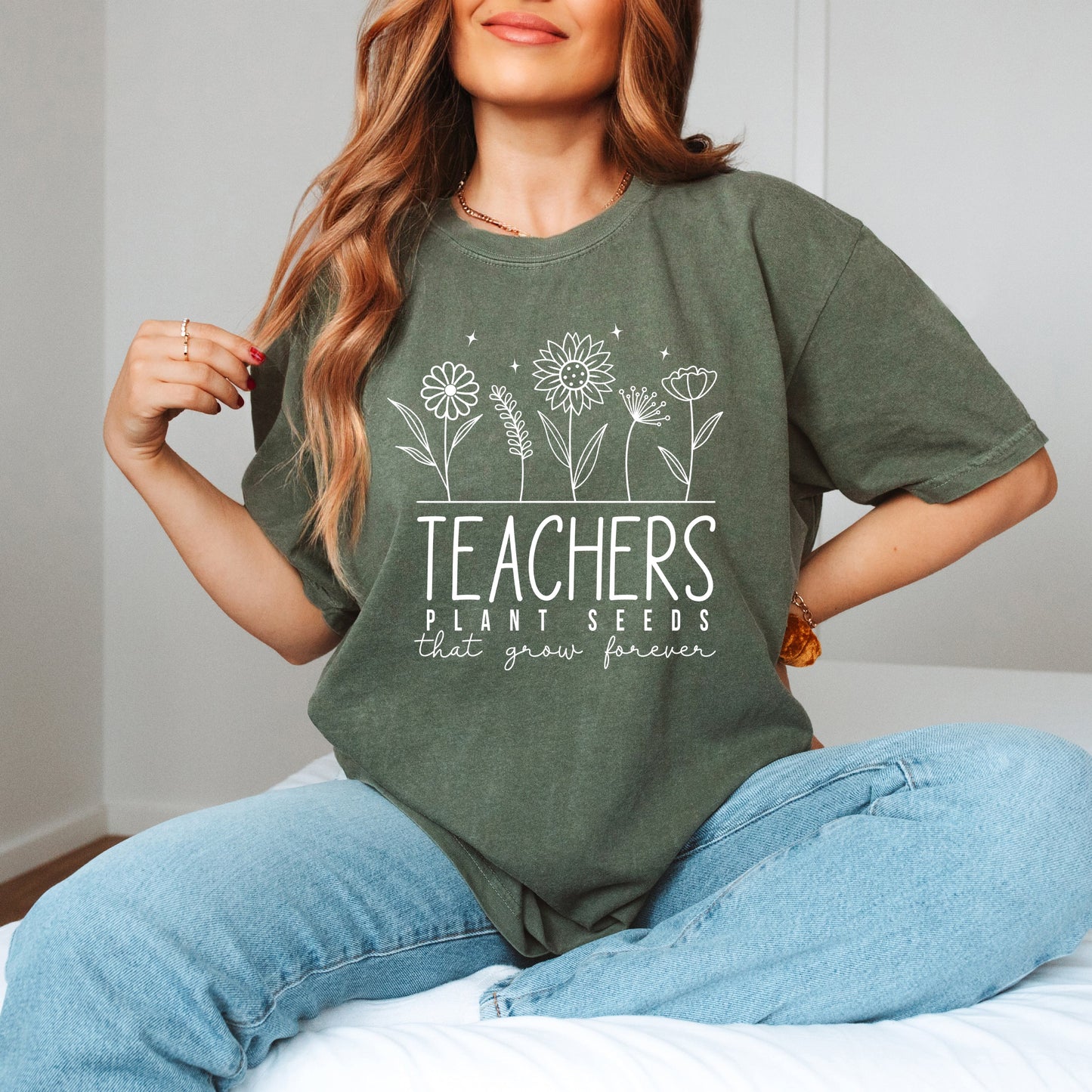 Teachers Plant Seeds That Grow Forever | Garment Dyed Short Sleeve Tee