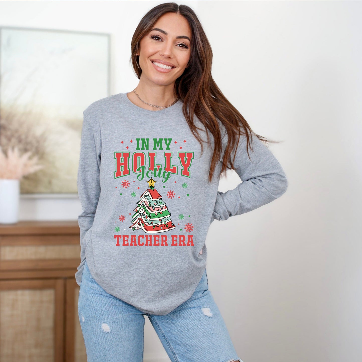 Holly Jolly Teacher Era | Long Sleeve Graphic Tee