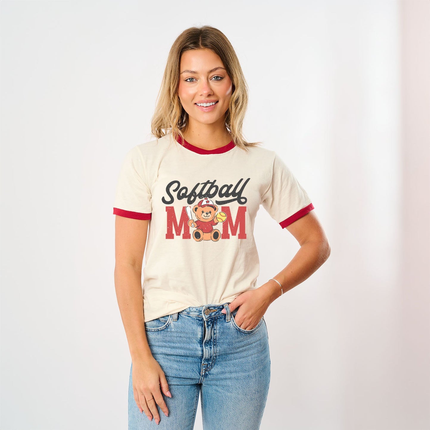 Softball Mom Teddy Bear | Ringer Tee