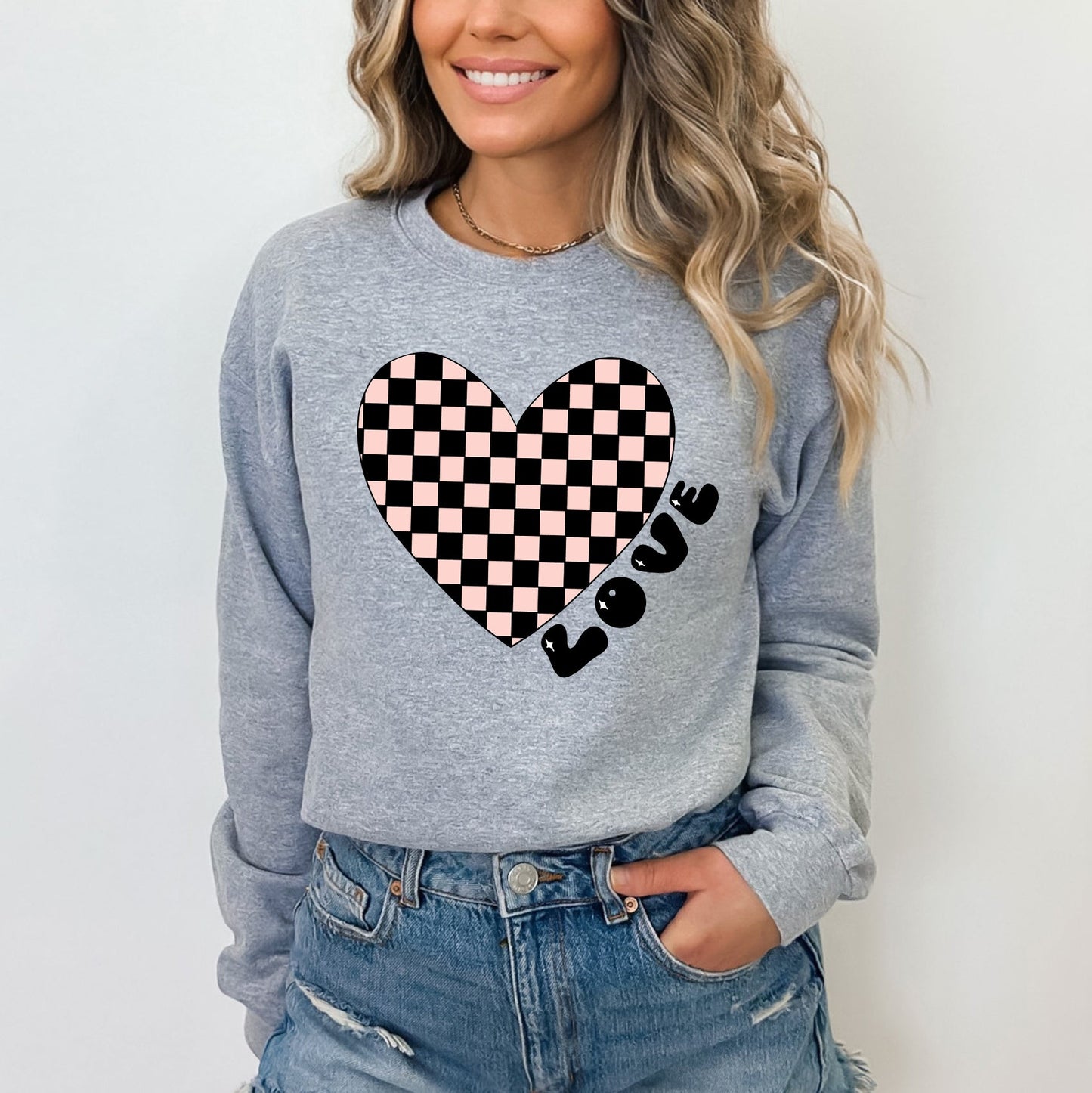 Checkered Heart Black | Sweatshirt