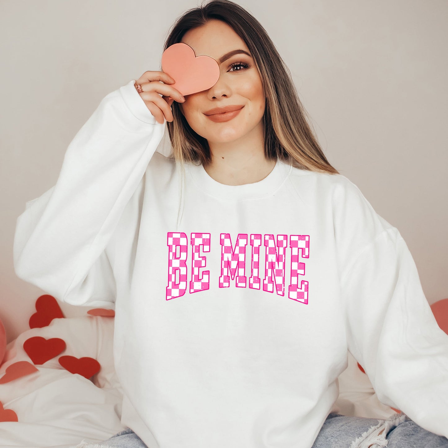 Be Mine Distressed Checkered | Sweatshirt