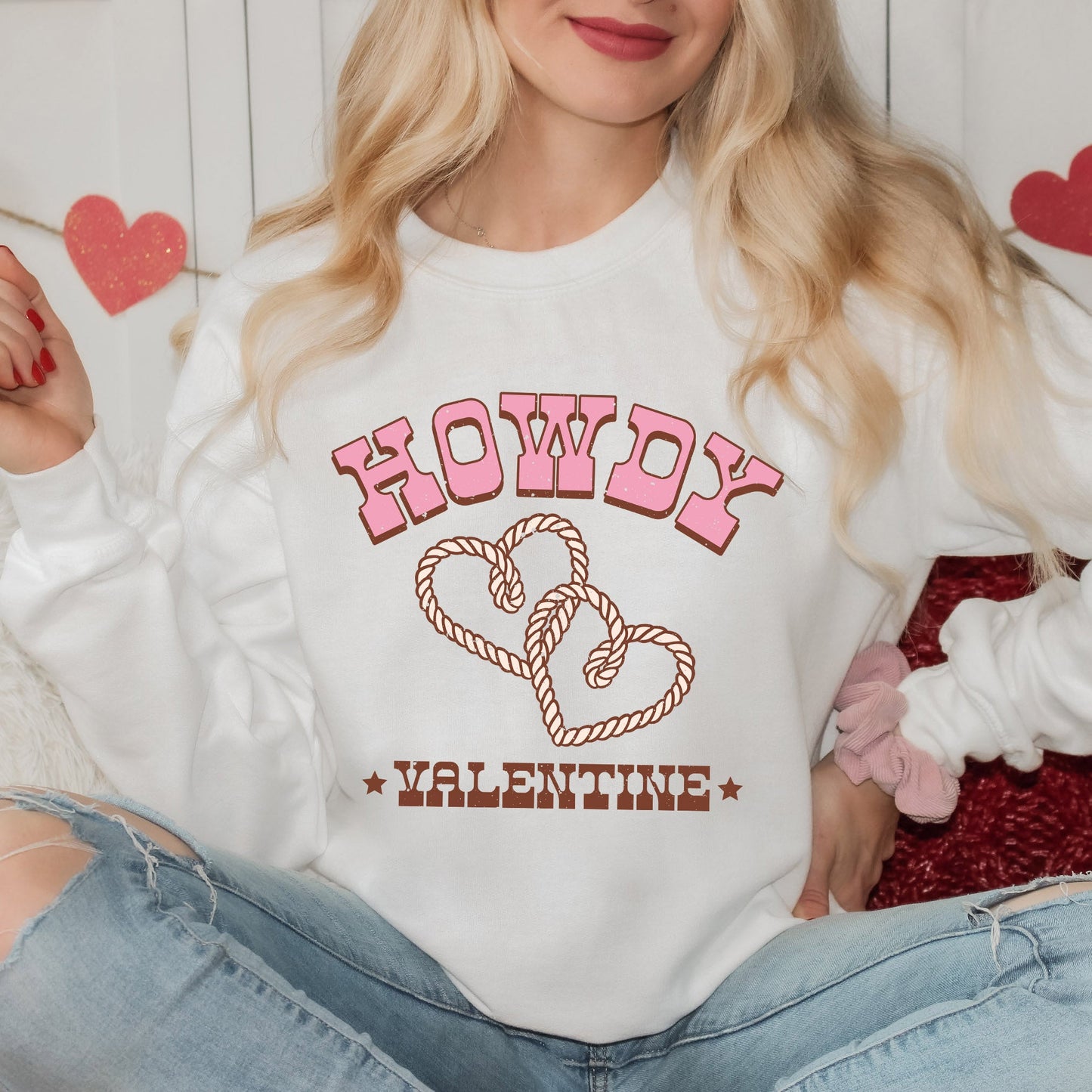 Howdy Valentine Rope Hearts | Sweatshirt