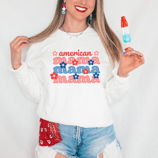 American Mama Smiley Face | Sweatshirt