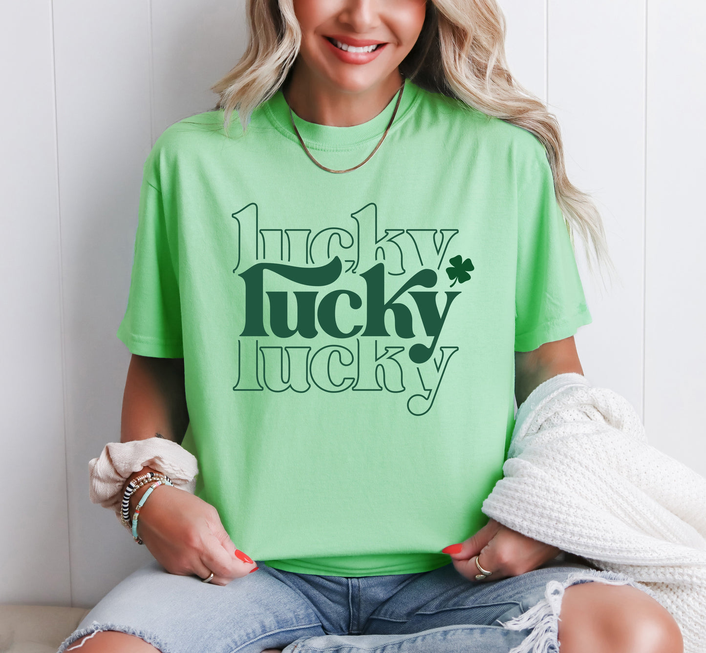 Lucky Clover Stacked | Garment Dyed Tee