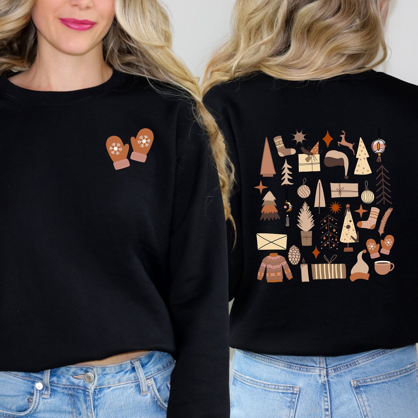 Boho Neutral Christmas | Front & Back Sweatshirt