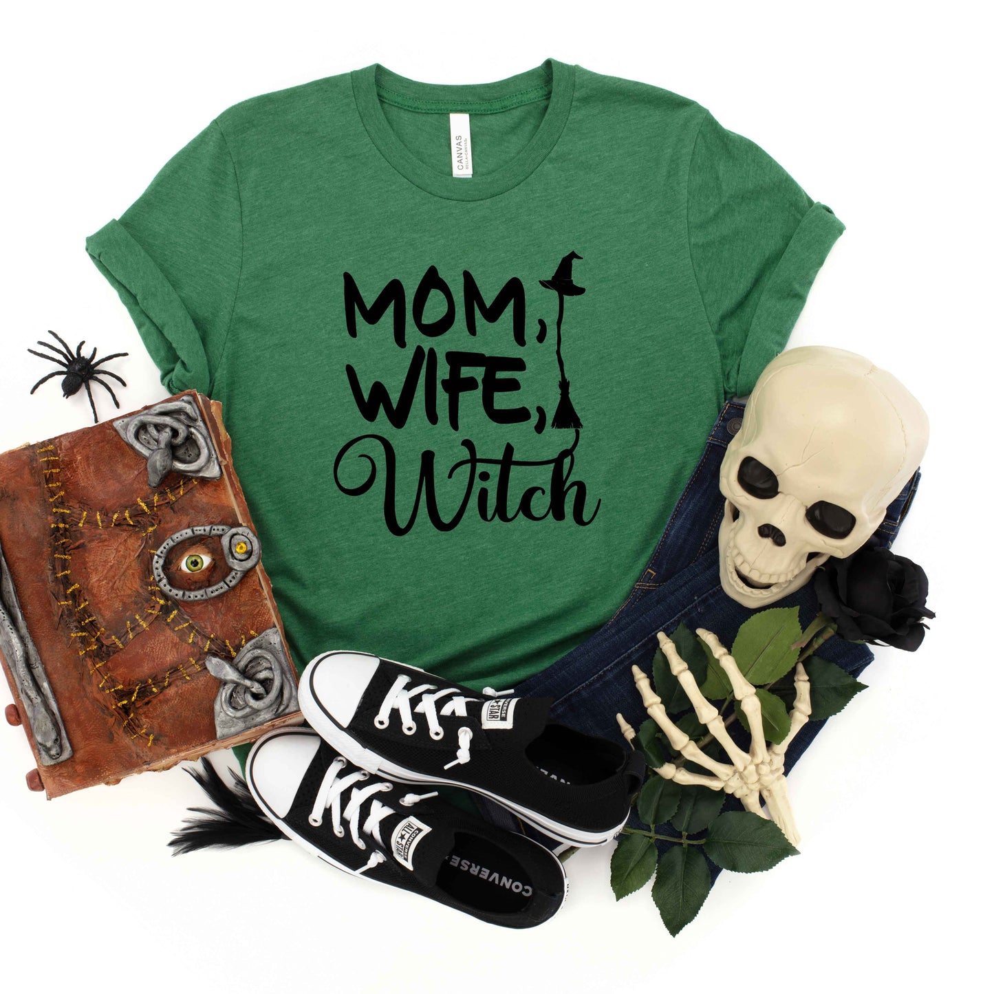 Mom Wife Witch Cursive | Short Sleeve Crew Neck