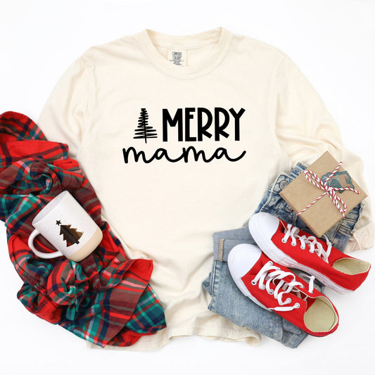 Merry Mama Tree | Garment Dyed Long Sleeve