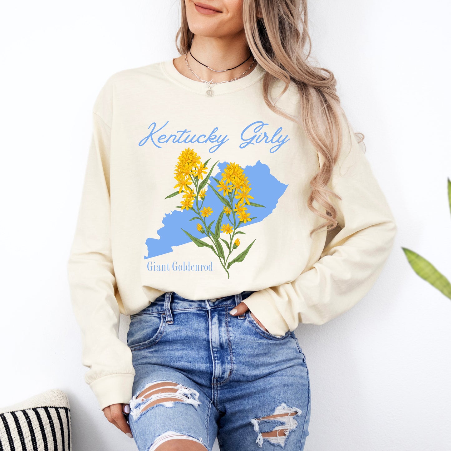 Kentucky Girly Flower | Garment Dyed Long Sleeve